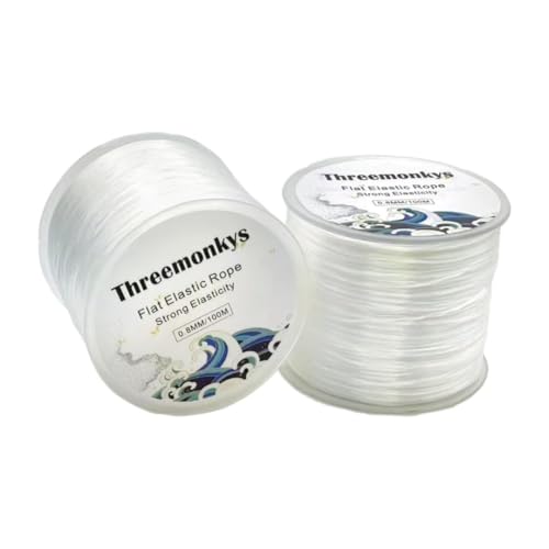 2PCS Flat Elastic line 0.8 mm Elastic Bracelet Rope Elastic Bead Rope for String Jewelry Production and Bracelet Production - size: 2 pack