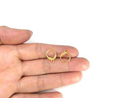 Adabele 100pcs Hypoallergenic Dangle Round Hoop Huggie Earring Hooks Leverback Ear Wire 14mm 18K Yellow Gold Plated for DIY Craft Earrings Jewelry Making CF262-2 - color: Gold