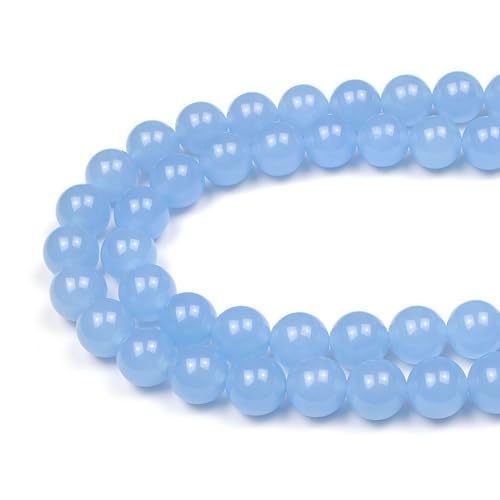 MJDCB Natural Aquamarine Chalcedony Round Loose Beads for Jewelry Making DIY Bracelet Necklace (6mm) - color: Aquamarine Color Jade, size: 6mm