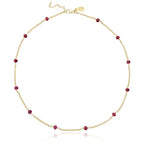 Dainty Gold Necklace for Women,Trendy 18k Gold Vermeil Sterling Silver Choker Necklace Thin Beaded Choker Necklaces Womens Simple Jewelry Gift for Valentines Day - color: July - Ruby