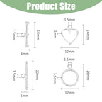 DICOSMETIC 2 Styles Sterling Silver Toggle Clasps Round and Heart Toggle Rings with 925 Stamped T-Ba Closure Connector Bracelet Clasp for Jewelry Making, 2 Sets