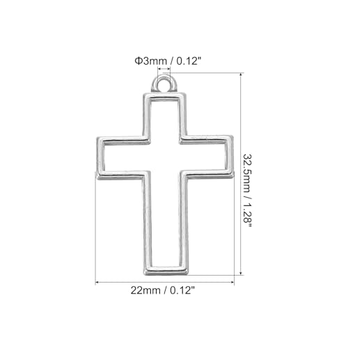 PATIKIL Alloy Open Back Bezel Pendants, Cross Shape Hollow Resin Pendant Frame for DIY Crafts Earrings Necklace Bracelet Making - color: Silver Tone