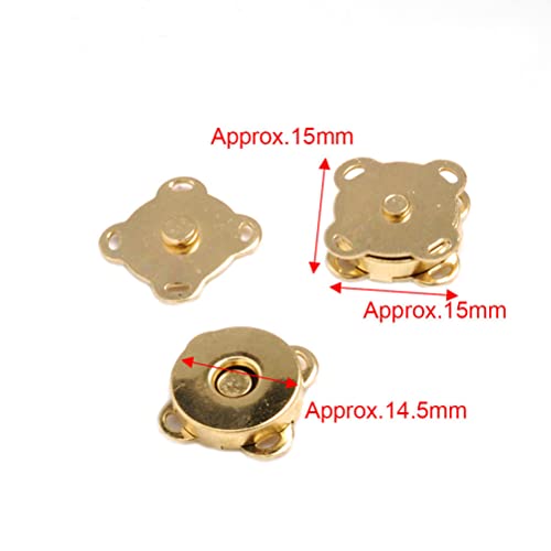 12 Sets Magnetic Snaps Buttons Sew in Magnetic Plum Bag Clasps Button Snaps for Purses Handbag Clothes Scrapbooking Closure Fastener Sewing Craft DIY (15mm) (Gold) - color: Glod 12PCS, size: 15MM