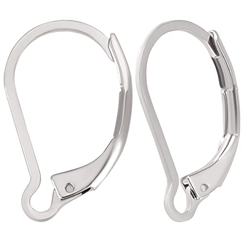Beebeecraft 1 Box 100Pcs Leverback Earring Hooks 304 Stainless Steel French Earring Hooks Earwire Clasp Findings 16.5x10mm for DIY Danlge Ear Wire Jewelry Making - color: Stainless Steel Color