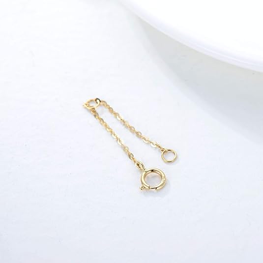 14K Gold Chain Extender for Women, Yellow Gold/White Gold/Rose Gold Adjustable Gold Necklace Anklet EXtension Chain, Available in 2/3/4 Inch - color: Yellow Gold, size: 2 Inch
