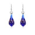 Glass Water Drop Shape Glaze Spiral Dangle Earrings Lampwork Handmade Glass Bead Geometric Earrings for Women Jewelry - color: Shiny Deep Blue