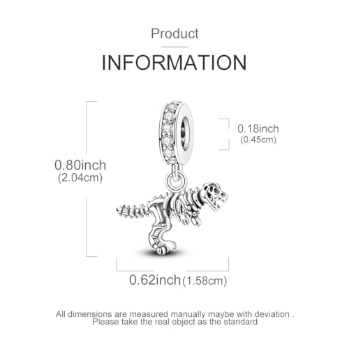 LAZA Charms for Bracelets 925 Sterling Silver Butterfly Summer Travel Ocean Lucky Charm Beads Pendant Jewelry for Women Mom - color: Tyrannosaurus rex