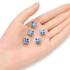 40pcs Four-Clover Flower Large Hole Blue Enamel Loose Beads (4.5mm Hole) Antique Silver Metal Spacer for DIY Craft Jewelry Making MEC-E4 - size: Blue Enamel Four-Leaf Flower