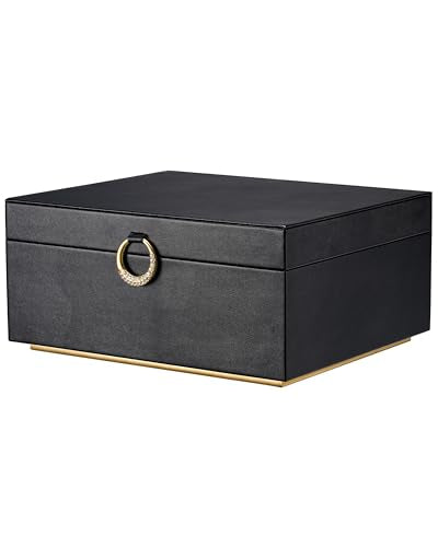 pickpiff 2 Layer Jewelry Box Organizer for Women, Jewelry Organizer with Handle & Removable Tray, Necklace Holder Ring Earring Storage, Velvet Lined Jewelry Case for Home or Travel, Gift Ready, Black - color: Black