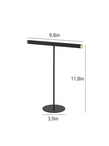 Pangkeep T-Bar Necklace Holder,Jewelry Chains Display Stand for Selling,Velvet Necklace Organizer Stand for Show,Jewelry Tower Tree (Black) - color: Black