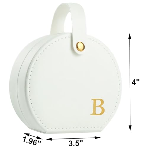 Travel Jewelry Case, Elegant Half-Moon Design with Golden Accents, Detachable Handle, White Personalized Accessory Organizer, Fashion-Forward Gift for Women and Teens(B) - style: B