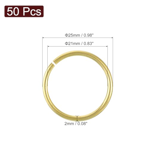 uxcell 50Pcs Open Jump Rings, 25mm/0.98" OD Brass Jump Ring Connectors 2mm Thick O Rings for Necklaces Bracelet Jewelry Making Keychain DIY Craft, Gold Tone - size: 25mmx2mm
