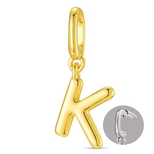 OVRUNS Initial Charm for Women,Letter Bracelet Necklace Charms Alphabet Pendant Charms With Clasp - color: Gold, style: Letter K