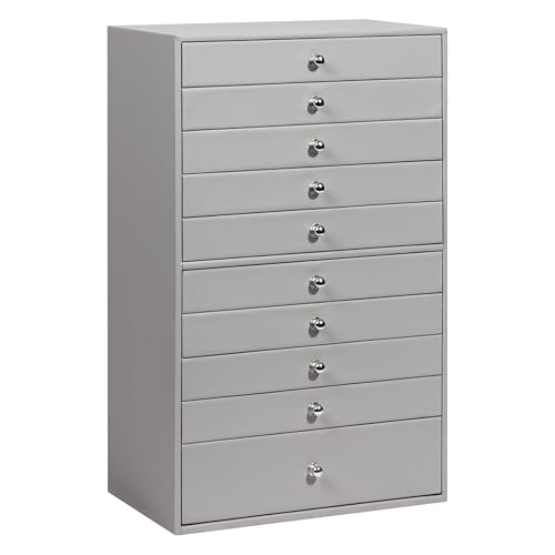 GUKA Large Jewelry Box, Jewelry Case with 10 Drawers for Big and Small Jewelry, Jewelry Storage Organizer for Watch Earrings Necklace Rings Bracelets, Birthday Wedding Gifts, Grey - color: Grey, size: 10 Layer