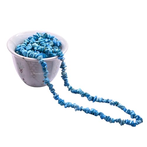 Amazing Gemstone Turquoise Pre Drilled Crystal Crushed Chips Beads for Bracelets Making, DIY Handmade Natural Healing Crystals (25 Inch Strand) - color: Turquoise