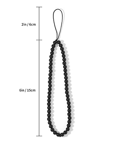 Semi-Precious Gem Stones Beaded Phone Charm Cell Phone Lanyard Wrist Strap Handmade Natural Gemstone Phone Chain string - color: Black Agate
