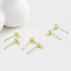 14K Gold Plated Ball Earring Posts Hypoallergenic Earring Studs Ball Ear Pin with 925 Sterling Silver Post for DIY Jewelry Making Findings - color: A Style-14K Gold Dull Polish Ball