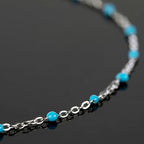 UMAOKANG 33 Feet/10M Stainless Steel Chain for Jewelry Making Light Blue Enamel Beaded Chain Bulk with Lobster Clasps and Jump Rings - color: Light Blue Bead-Steel