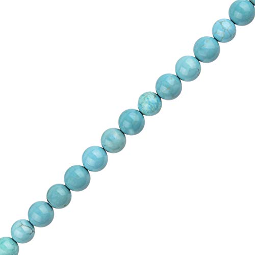 Natural Gemstone Beads 6mm Blue Turquoise Beads Polished Round Smooth Stone Beads for Jewelry Making Adults DIY Bracelet 15 Inch(Blue Turquoise,6mm) - color: Blue Turquoise, size: 6mm