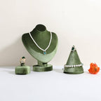 Velvet Necklace display stand for Selling, Jewelry Bust Mannequin for Show, Small Necklace Holder Stand【Green】 - color: Green