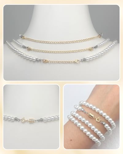 MKCYD Necklace Extender and Magnetic Necklace Clasp, Magnetic Clasps for Bracelet Extenders Gold and Sliver Chain Extension for Jewelry Repair Kit - color: 14Pcs | Gold & Silver