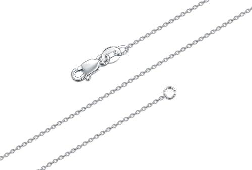 BORUO 925 Sterling Silver Cable Chain Necklace| Waterproof 14K Gold Plated Cable Chain | 1mm 1.5mm Italian Silver Necklace with Lobster Claw Clasp 14-30 Inch - color: Waterproof White Gold Plated Stainless Steel 1mm, size: 24 Inch