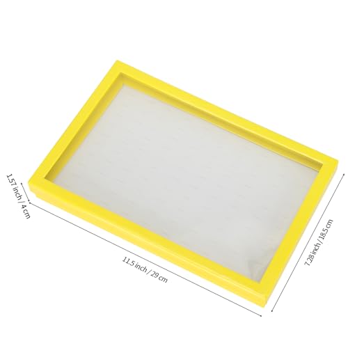 KUKUVR 100 Slots Ring Earring Holder Display Case, Velvet Jewelry Ring Earring Storage Organizer Box Tray with Clear Lid for Women And Selling Show (Yellow) - color: Yellow
