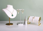 GemeShou White necklace holder stands for girls, Velvet hanging jewelry organizer, Metal necklace display stands for selling【White-Height 7.48 inch】