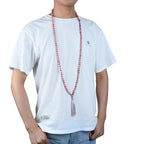 Adabele Premium 108 Mala Beads Malas Necklace - Natural Healing Gemstone Tibetan Buddhist Japa Prayer Meditation Reiki Chakra Stone Quartz Rock Women Men Jewelry - style: Pink Rhodonite