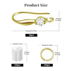 Earring Hooks for Jewelry Making, 14K Gold Plated Earring Hooks with with Cubic Zirconia Hypoallergenic Ear Wire for DIY Earrings 220PCS - color: 14K Gold-Big Cubic Zirconia Earring Hooks