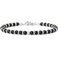 Ganbatte Handmade Beaded Bracelet, Natural Stone and Silver Stainless Steel, Boho Style Women's Jewelry - color: Black Onyx
