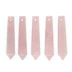 50mm Natural Rose Quartz Hexagonal Wand Jewelry Making Crystal Pointed Chakra Reiki Healing Beads 2mm Hole Drilled(Pack of 5) - color: Rose Quartz