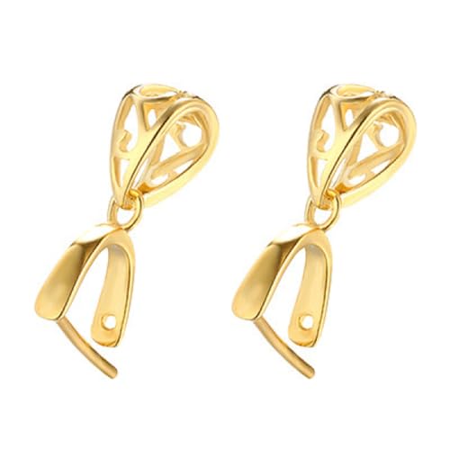 2pcs 925 Sterling Silver Pendant Bail Connector Clasp Charms for Necklace DIY Jewelry Craft Making Accessories (Gold color) - color: Gold color, size: 18mm