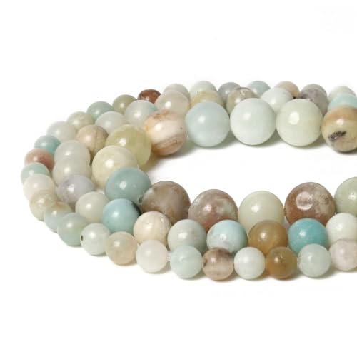 60pcs 6mm Natural Stone Beads Amazonite Beads Crystal Gemstone for Jewelry Making, DIY Bracelet Necklace - color: Amazonite, size: 6mm