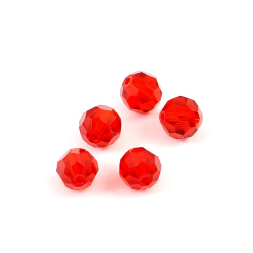 100pcs Adabele Austrian 4mm (0.16 Inch) Small Faceted Loose Round Crystal Beads Light Siam Red Compatible with Swarovski Crystals for Jewelry Craft Making SS2R-406 - color: Light Siam/Red, size: 4mm Small (100pcs)