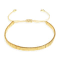 Tila Beaded Stretch Strand Bracelets for Women, Cute Boho Stackable Handmade Colorful Mixed Flat Square Beads Elastic Beach Surfer Bracelet Trendy Jewelry Friend Gift - color: Solid Gold