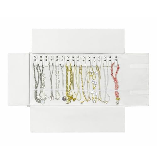 UnionPlus Velvet Travel Jewelry Roll Bag Organizer for Necklace, Elastic Band and Anti-winding, Beige - color: Beige, size: Medium