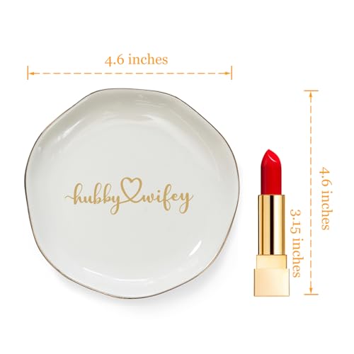 HOME SMILE Wifey Hubby Ring Dish,Unique Wedding Gifts for Couples,Bridal Shower Gifts,Unique Gift for Engagement,Wedding, Newly-Married Anniversary for Him Her Mother Father - style: Wife and Hubby