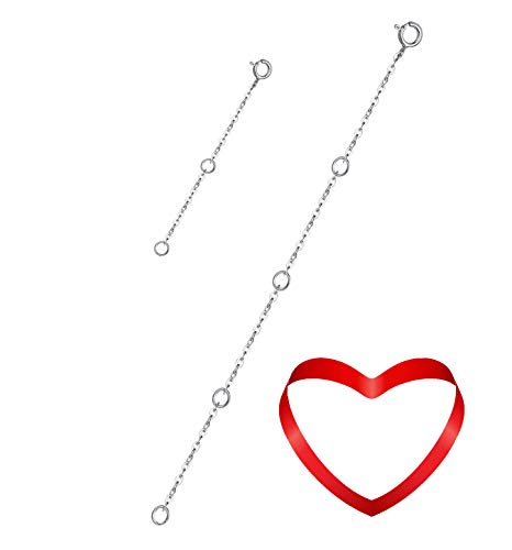 Dorella Sterling Silver Necklace Extenders Chain Set of 2 Pcs Pack 2" and 5" or 3" and 4" - Solid 925 Sterling Silver Fine Chain Dainty Durable Adjustable - color: A Sterling Silver 5" + 2" Rolo Chain Necklace Extender
