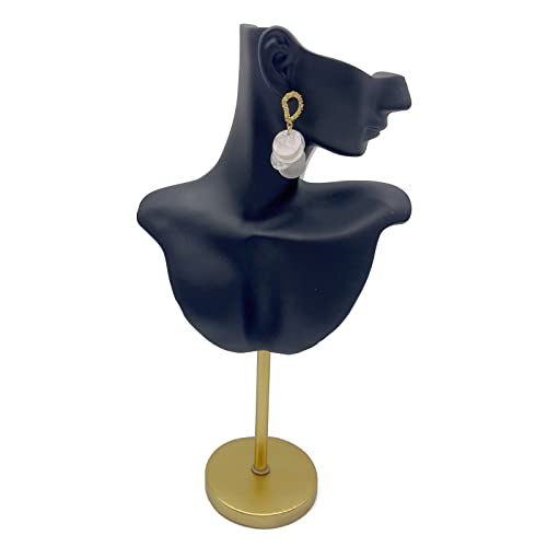Jewelry Display Stand Jewelry Mannequin Bust Necklace Earring Display Holder Stand, Necklace Bust Jewelry Bust Stand Easel Rack for Selling Show Home Gift - color: Black