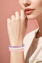 2/3-Pieces 4mm 6mm 8mm Natural Crystal Gemstone – Handmade Reiki Energy Healing Stretch Bracelets Jewelry for Yoga, Meditation, Unisex - color: 3 Pieces (Amethyst&PinkQuartz&WhiteJade), size: 4mm