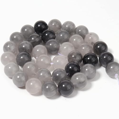 10mm Genuine Cloudy Quartz Crystal Bead Gemstone Round Semi Precious Loose Beads for Jewelry Making 15" - color: Cloudy Quartz Crystal, size: 10mm
