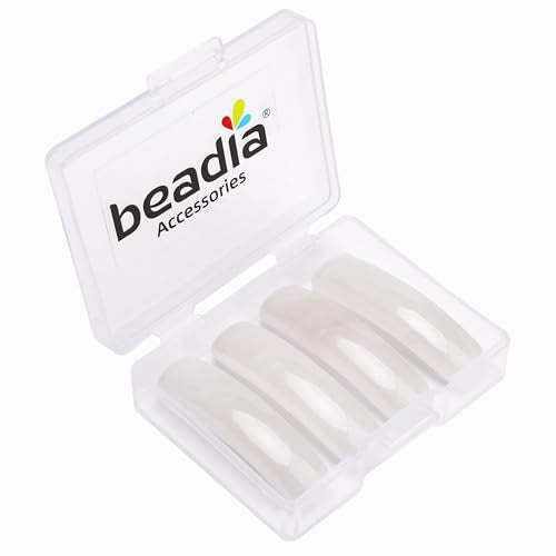 BEADIA Natural Curved White Agate Stone Beads 36x10mm 4pcs for DIY Bracelet Jewelry Making - color: White Agate