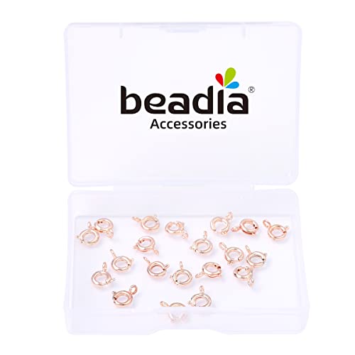 BEADIA Rose Gold Plated Spring Clasps Non Tarnish 6mm 20pcs for Jewelry Making Findings - color: Spring Clasps Rose Gold, size: 6mm