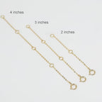 14K Solid Gold Necklace Extender Real Bracelet Extender 2 3 4 Inch Durable Adjustable Chain Gold Anklets Extension for Women 2" 3" 4" (14K Yellow Gold-4 IN) - color: 14K Yellow Gold-4 IN