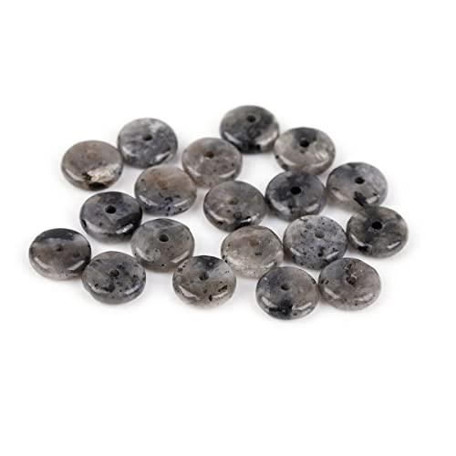JOE FOREMAN 2x6mm Natural Black Larvikite Stone Heishi Disc Rondelle Spacer Beads for Jewelry Making Full 15" Strand Energy Stone Healing Power Crystal - color: Black Larvikite Stone