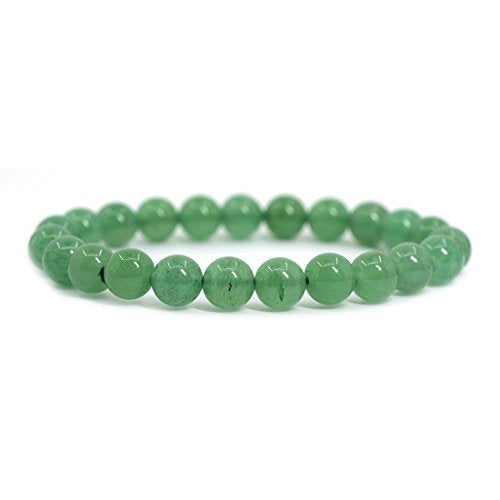 Justinstones Gem Semi Precious Gemstone 8mm Round Beads Stretch Bracelet 7 Inch Unisex - color: Green Aventurine