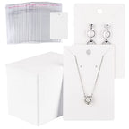 MIAHART 150 Set Earring Holder Cards Necklace Display Cards with 150pcs Bags for Selling DIY Ear Studs, Earrings and Jewelry Display (White) - color: White