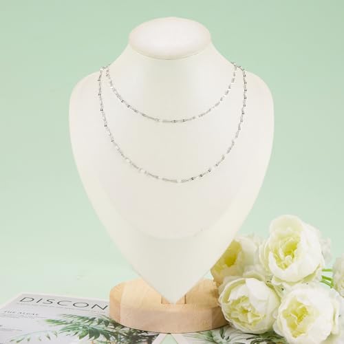 UMAOKANG 16.4 Feet White Enamel Chain for Jewelry Making Stainless Steel Lip Chains Bulk on Spool - color: Steel-White