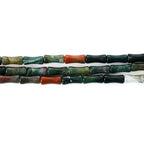 5x12mm Natural Indian Agate Stone Bamboo Shape Gem Healing Energy Loose Spacer Beads for DIY Necklace Bracelet Earring - color: Indian Agate